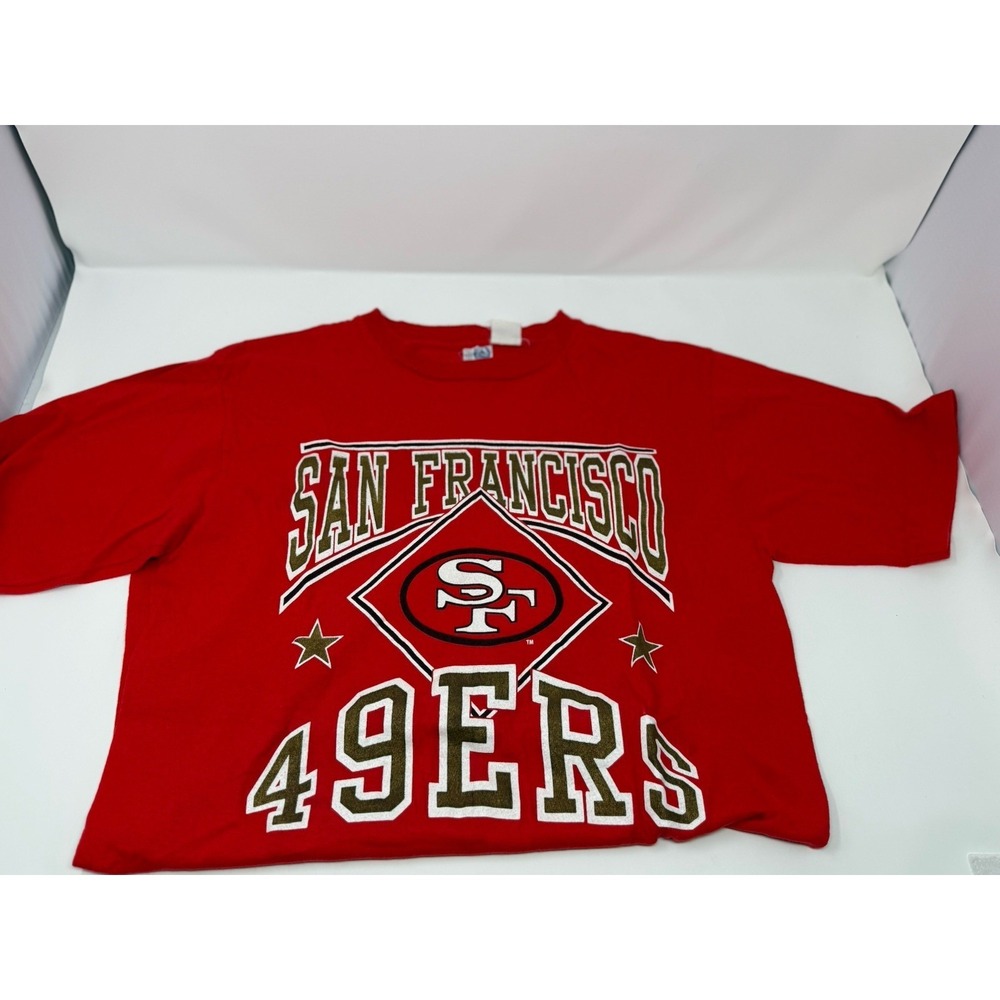 Vtg  San Francisco 49ers T-Shirt Women's M Red Single Stitch Artex Sportswear